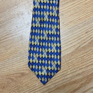 Ermenegildo Zegna Silk Necktie Blue Geometric Check Italy